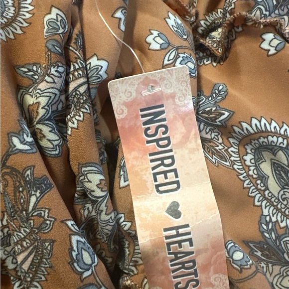 Inspired Hearts Long Sleeve Paisley Dress - Brown - Picture 7 of 8